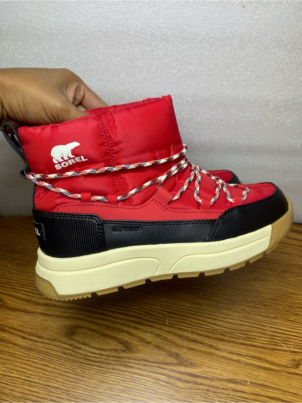 SOREL Whitney III Waterproof Ankle Bootie Winter Snow Boot Red Womens Size 7 New